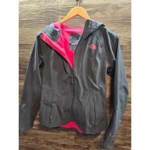 The North Face Apex Flex GoreTex Jacket Womens Small Grey Pink Hooded Waterproof